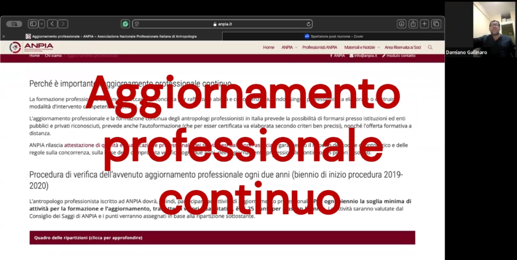 Link al video aggiornamento professionale continuo ANPIA